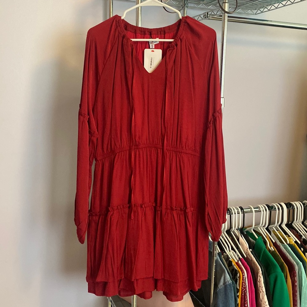Red long sleeve dress